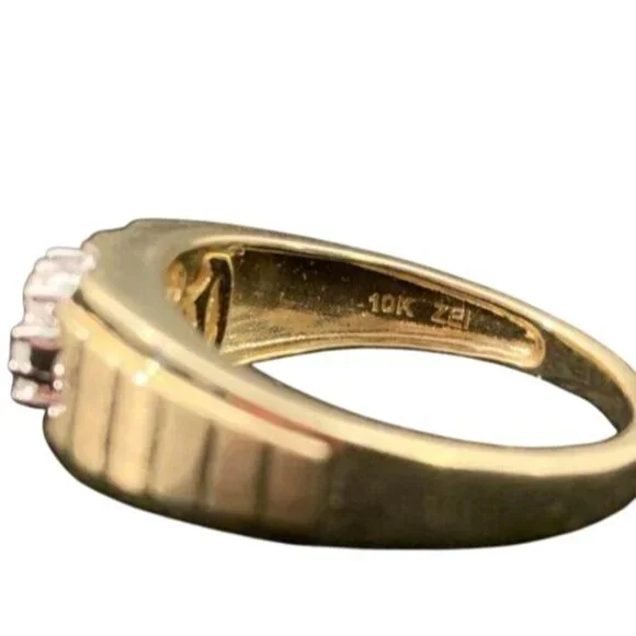 10K Yellow Gold Men's Diamond Cluster Ring Signed ZEI W/Appraisal Sz 9 1/2 (R142 - Picture 6 of 10